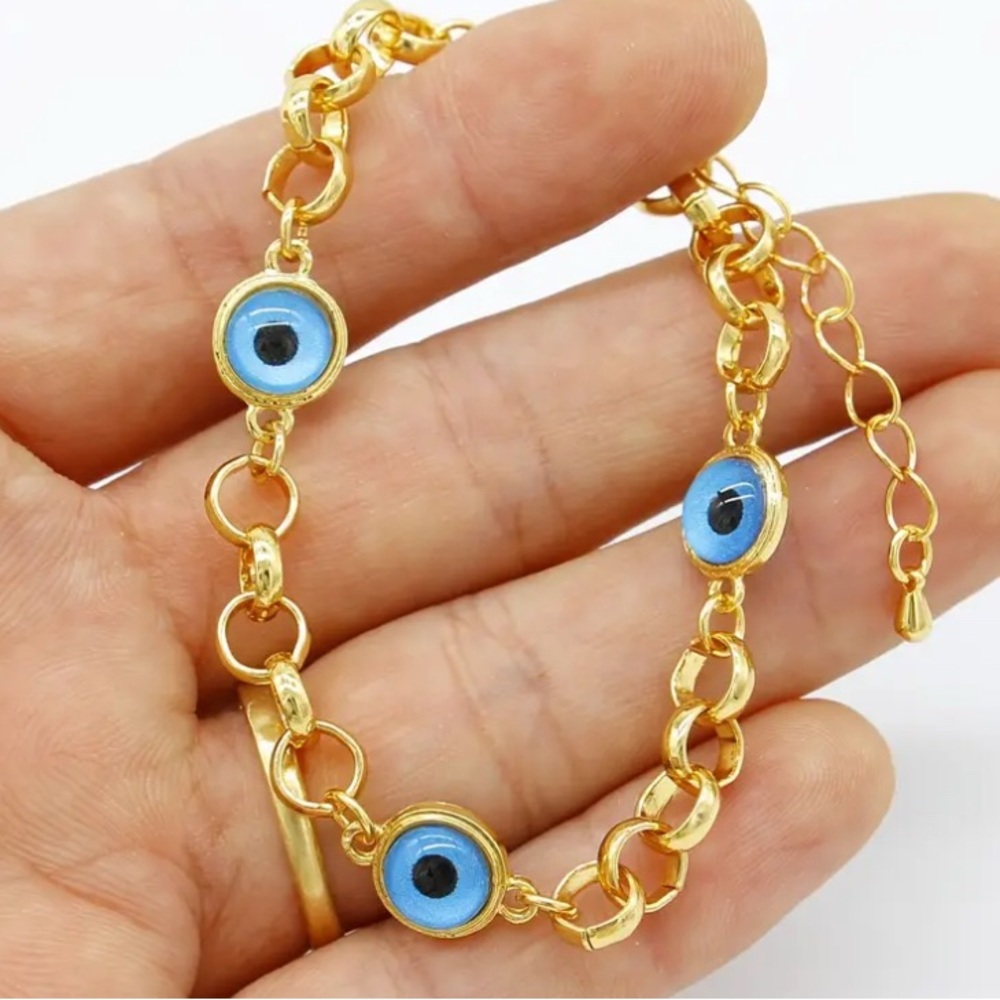 Gold Stainless Steel Evil Eye Bracelet